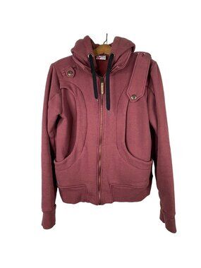 Armada Hoodie Medium Full Zip Long Sleeve Cotton Blend Sweater Cozy Maroon